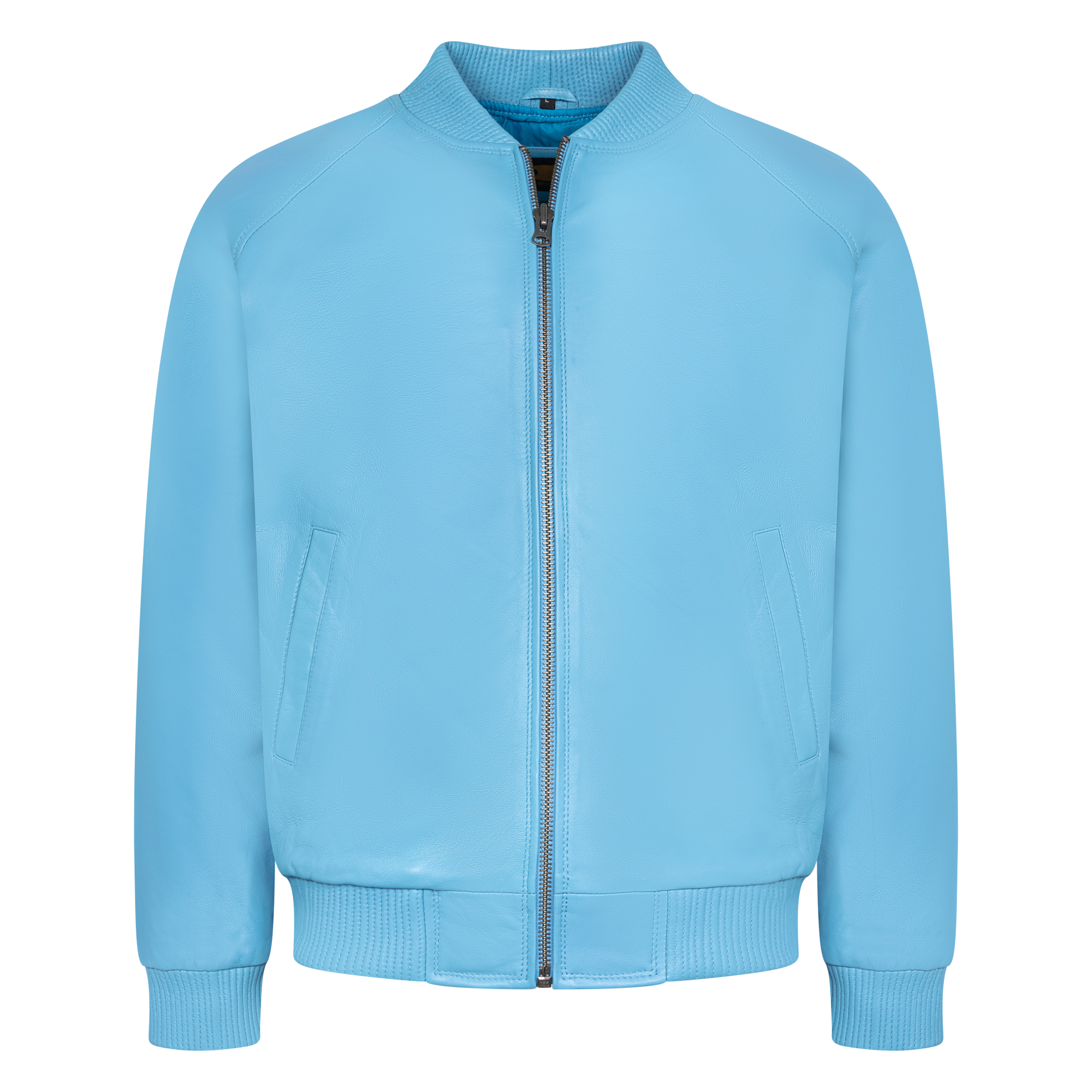 jackwood Genuine Lambskin Leather Baseball Varsity Jacket 1051 Powder Blue