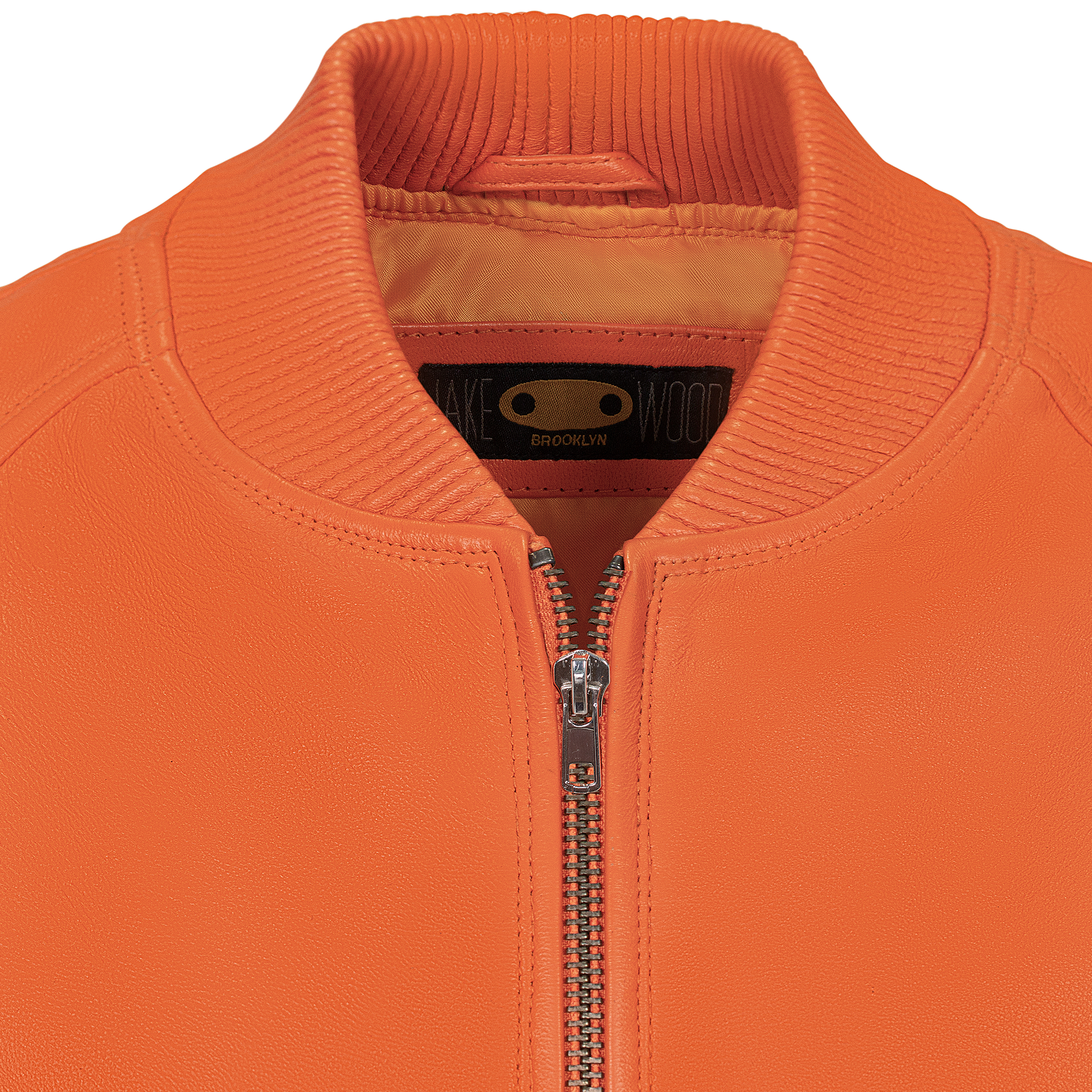 jackwood Genuine Lambskin Leather Baseball Varsity Jacket 1051 Orange