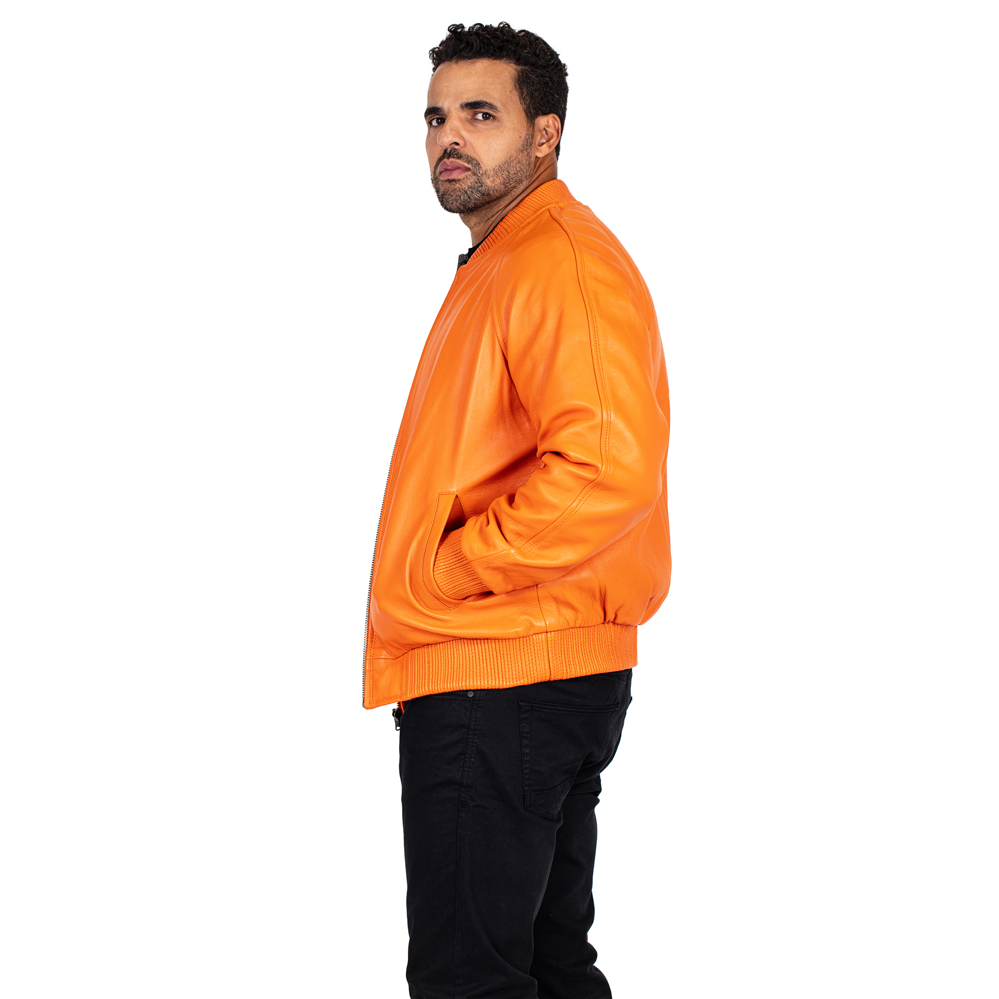 jackwood Genuine Lambskin Leather Baseball Varsity Jacket 1051 Orange