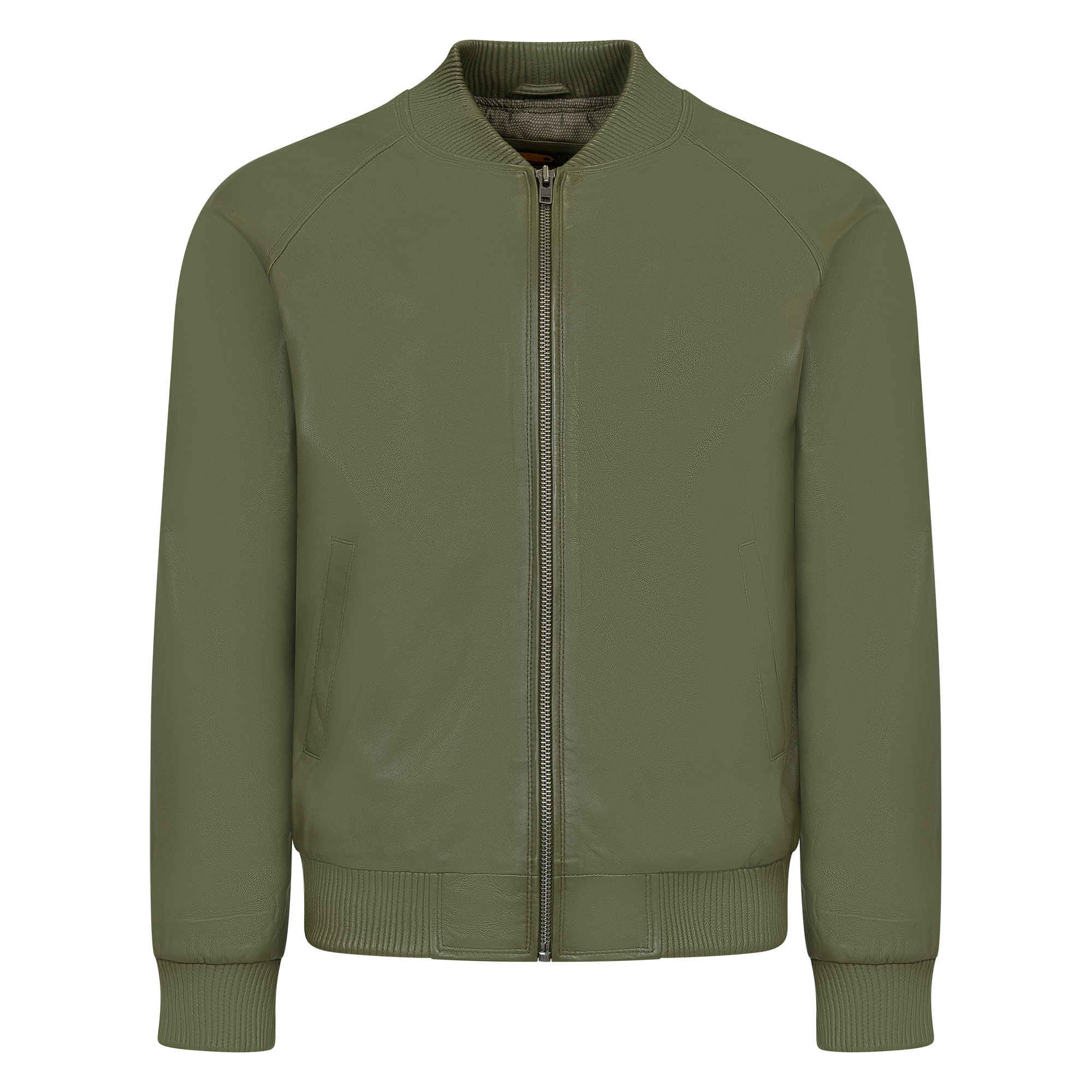 jackwood Genuine Lambskin Leather Baseball Varsity Jacket 1051 Olive