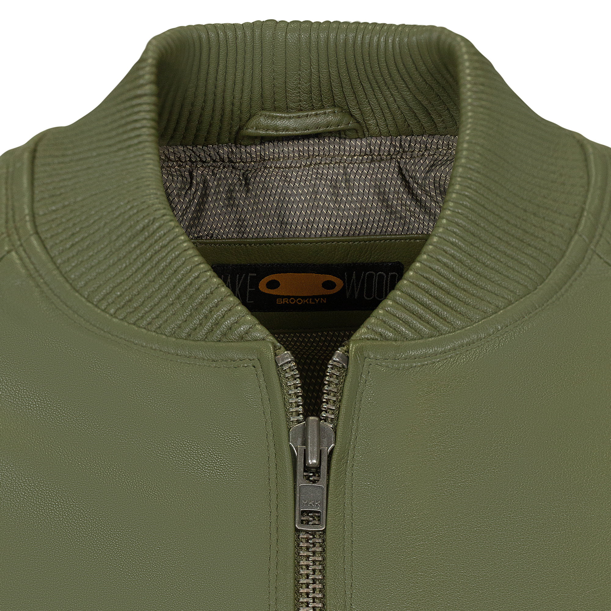 jackwood Genuine Lambskin Leather Baseball Varsity Jacket 1051 Olive