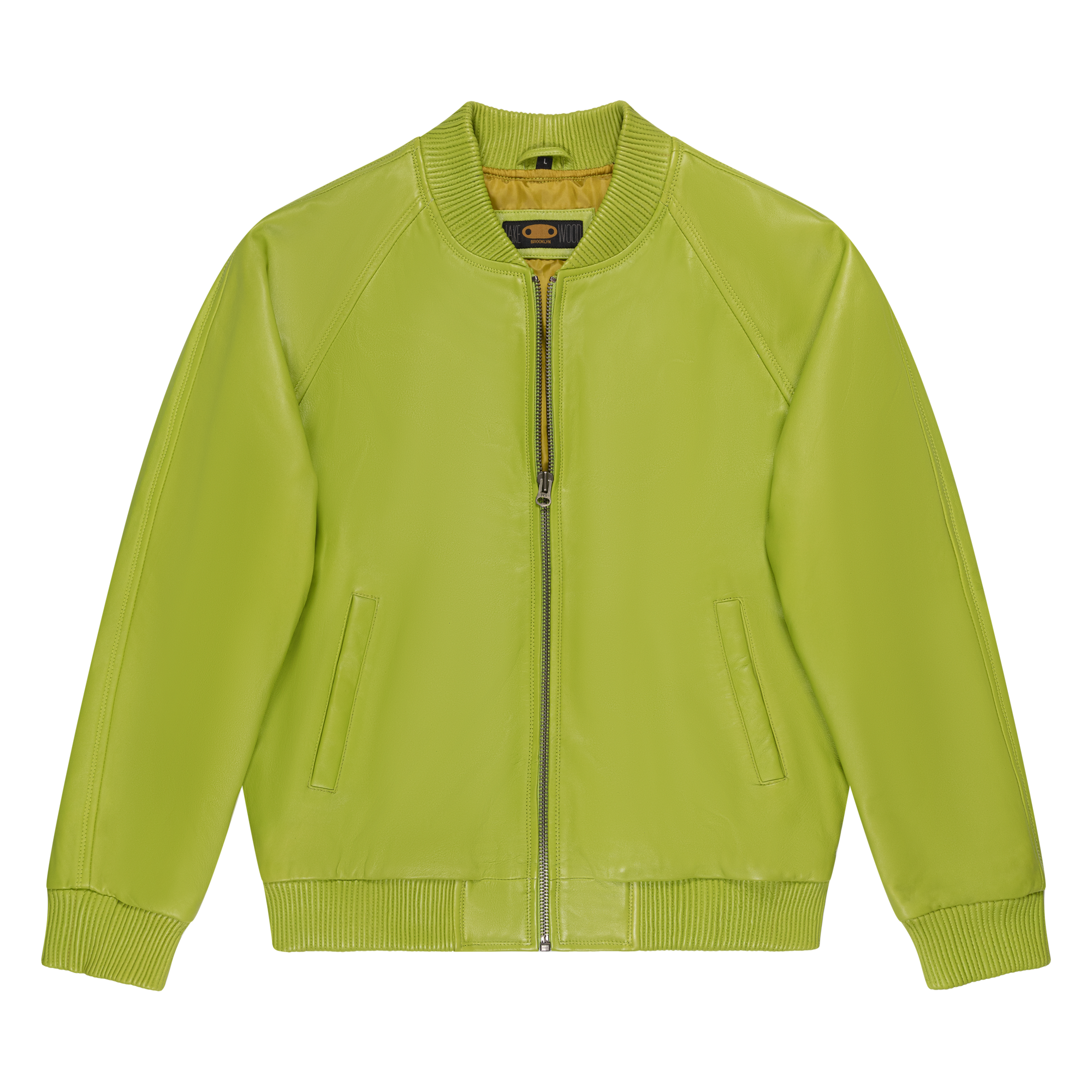 jackwood Genuine Lambskin Leather Baseball Varsity Jacket 1051 Lime Green