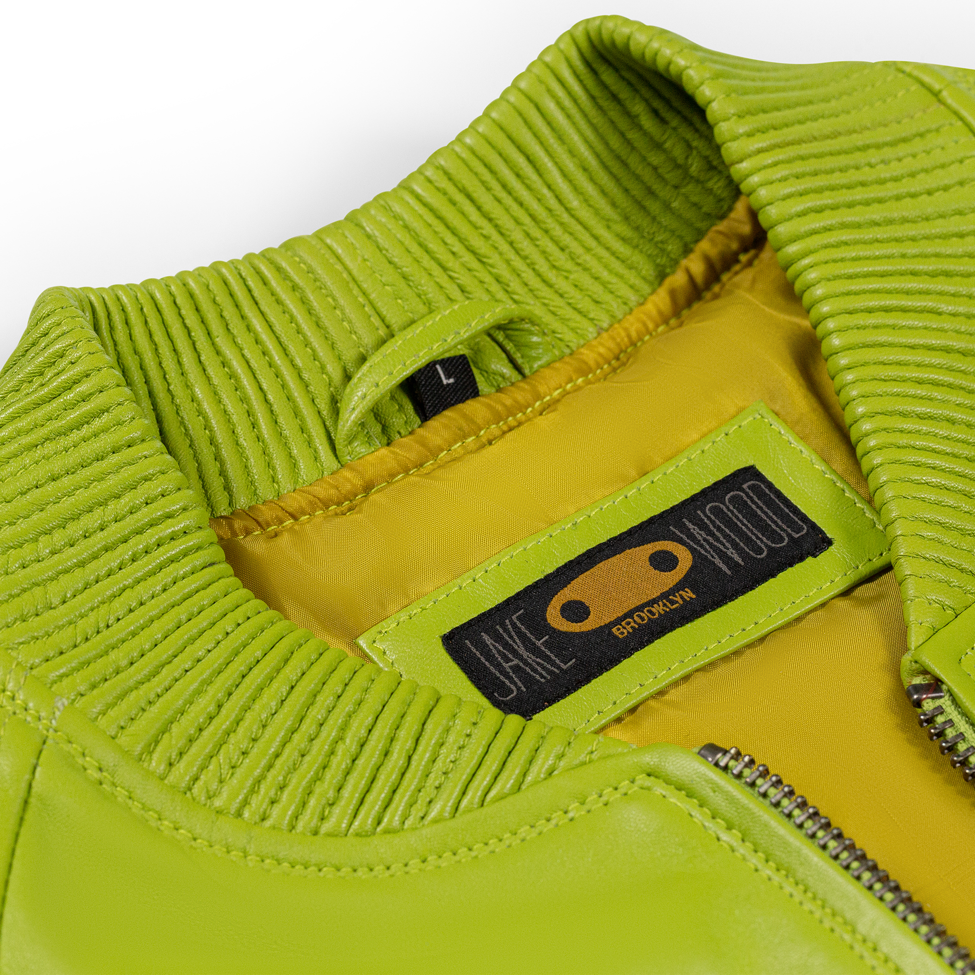 jackwood Genuine Lambskin Leather Baseball Varsity Jacket 1051 Lime Green