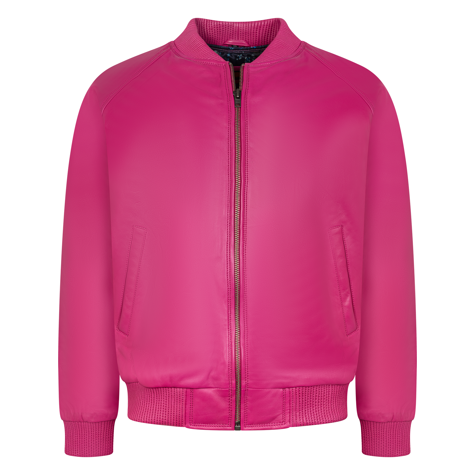 jackwood Genuine Lambskin Leather Baseball Varsity Jacket 1051 Hot Pink