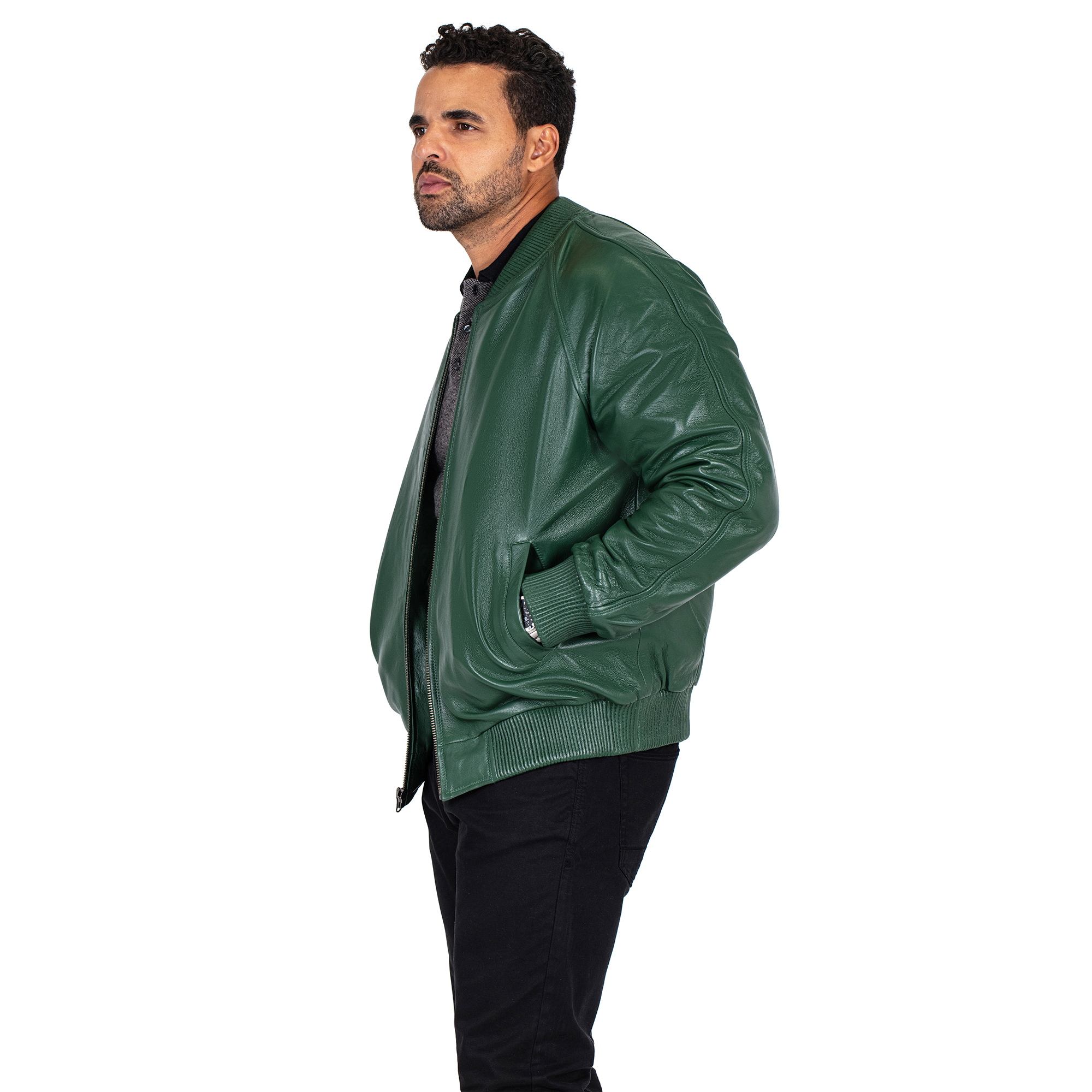 jackwood Genuine Lambskin Leather Baseball Varsity Jacket 1051 Emerald Green