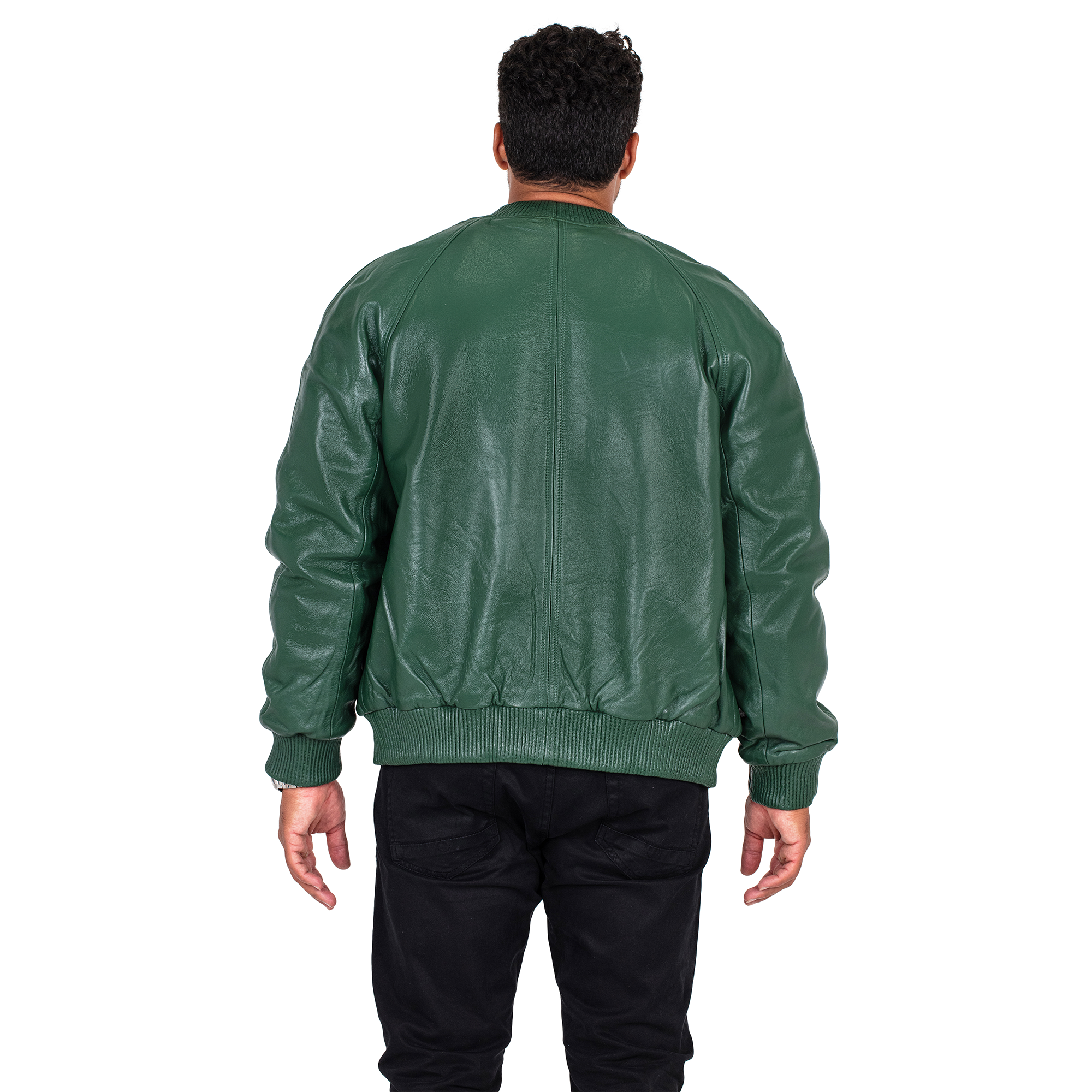 jackwood Genuine Lambskin Leather Baseball Varsity Jacket 1051 Emerald Green
