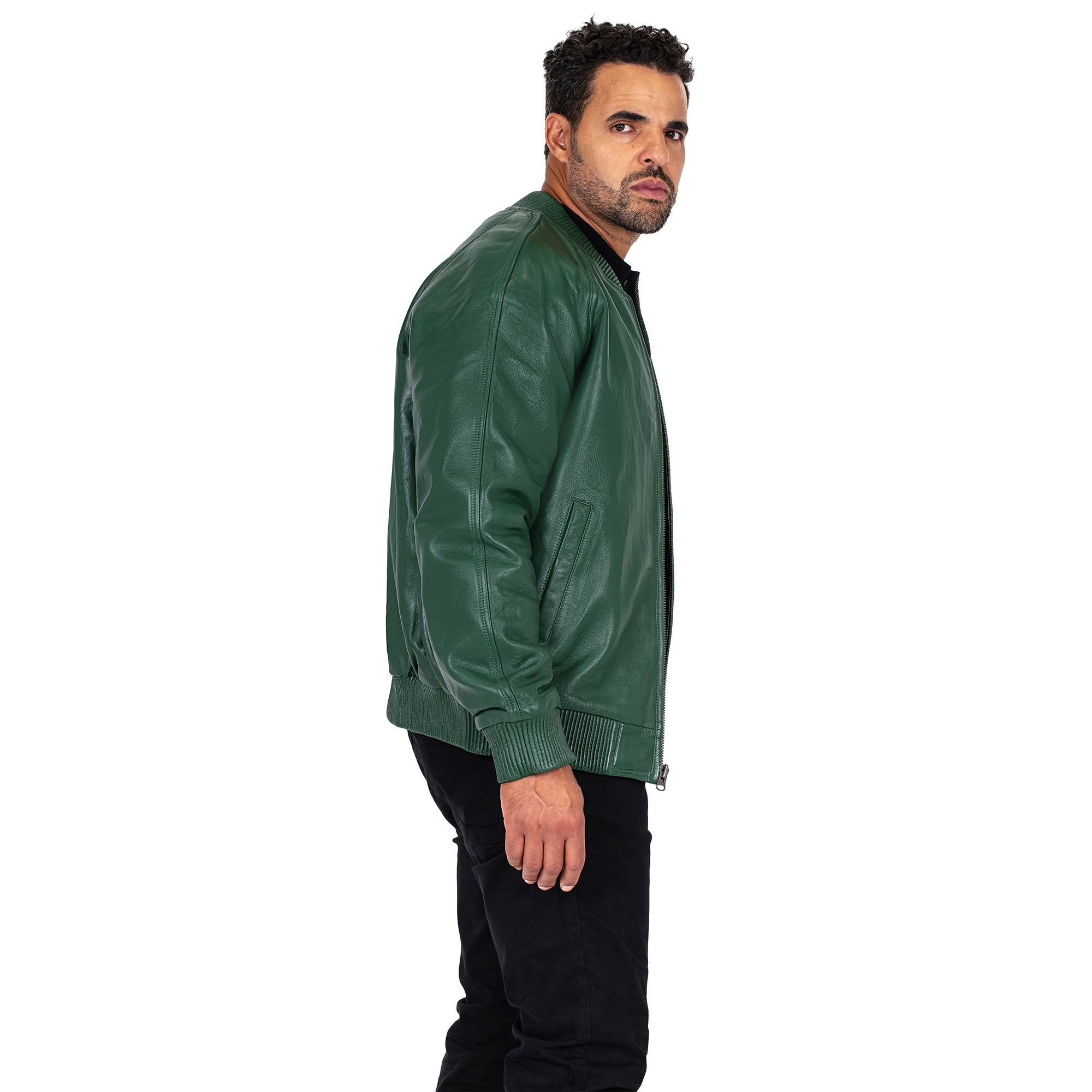 jackwood Genuine Lambskin Leather Baseball Varsity Jacket 1051 Emerald Green