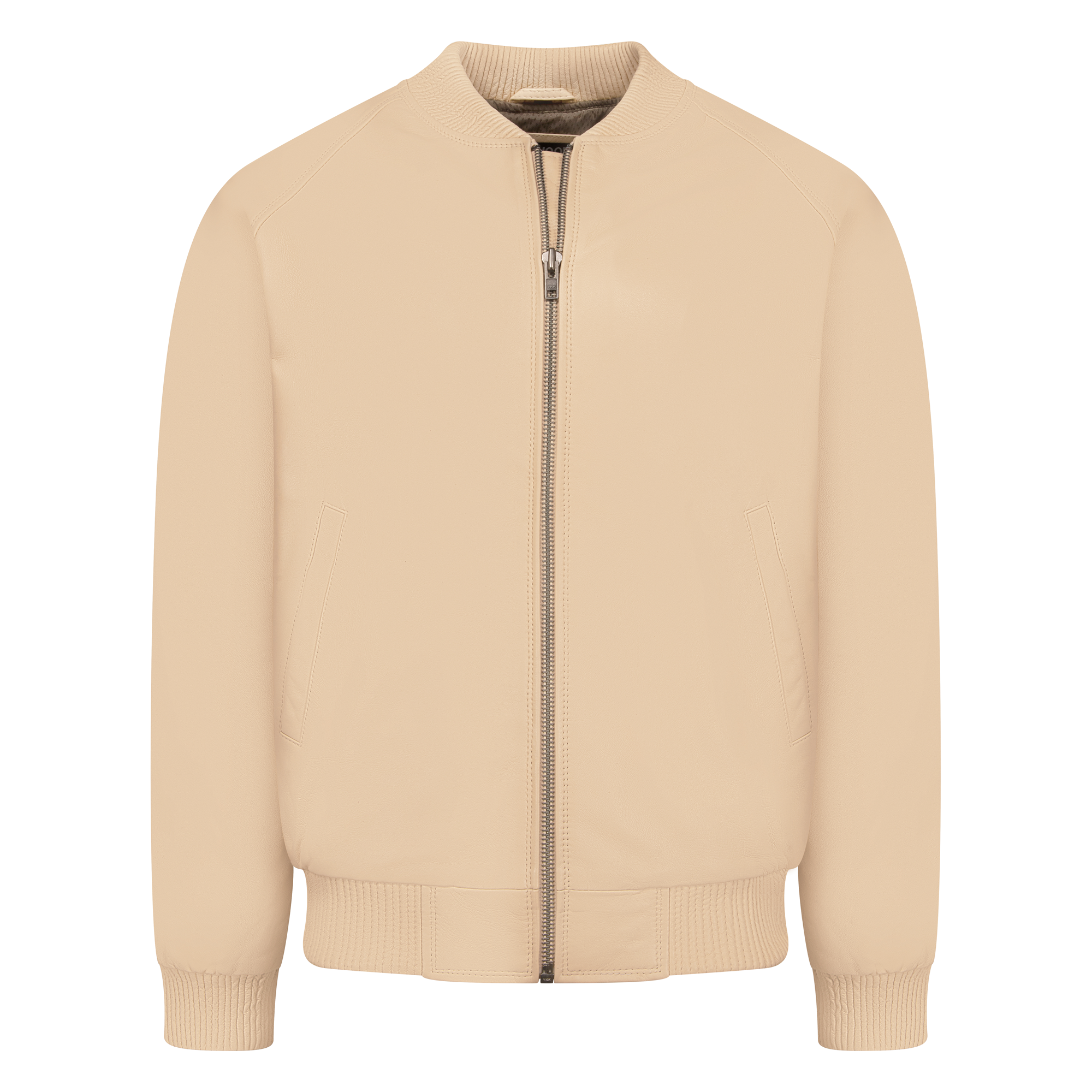 jackwood Genuine Lambskin Leather Baseball Varsity Jacket 1051 Cream