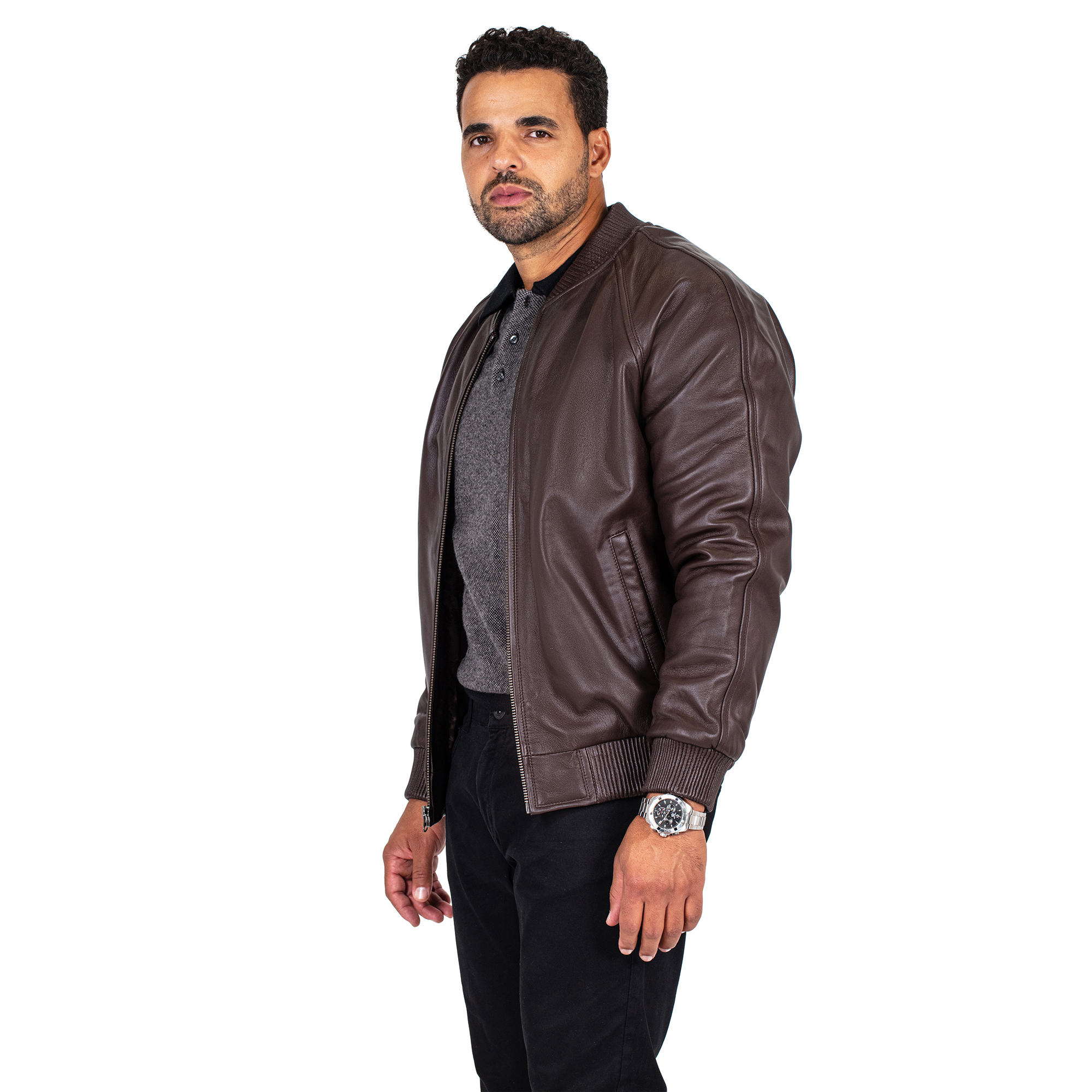 jackwood Genuine Lambskin Leather Baseball Varsity Jacket 1051 Brown
