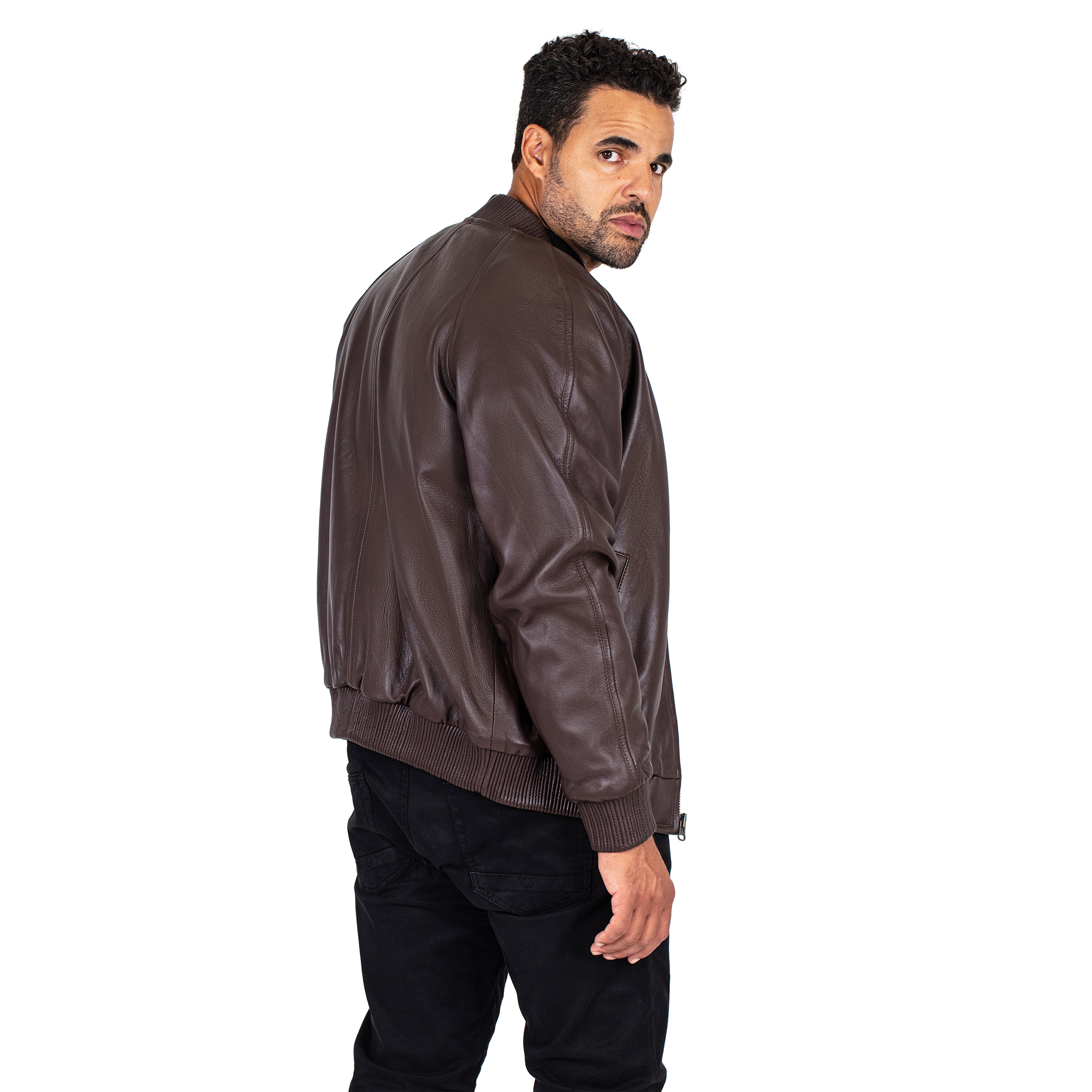 jackwood Genuine Lambskin Leather Baseball Varsity Jacket 1051 Brown