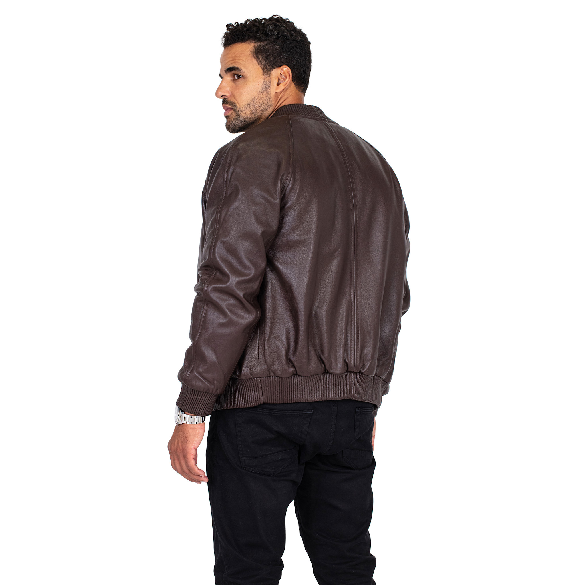 jackwood Genuine Lambskin Leather Baseball Varsity Jacket 1051 Brown