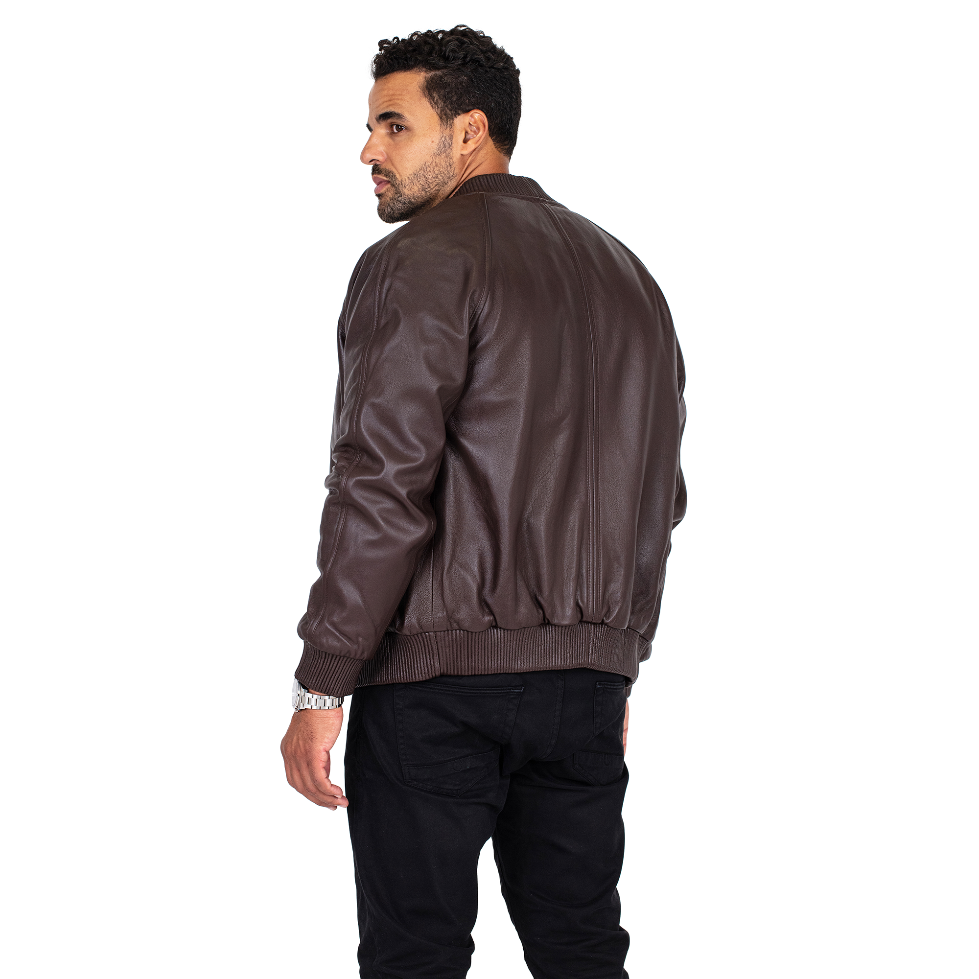 jackwood Genuine Lambskin Leather Baseball Varsity Jacket 1051 Brown