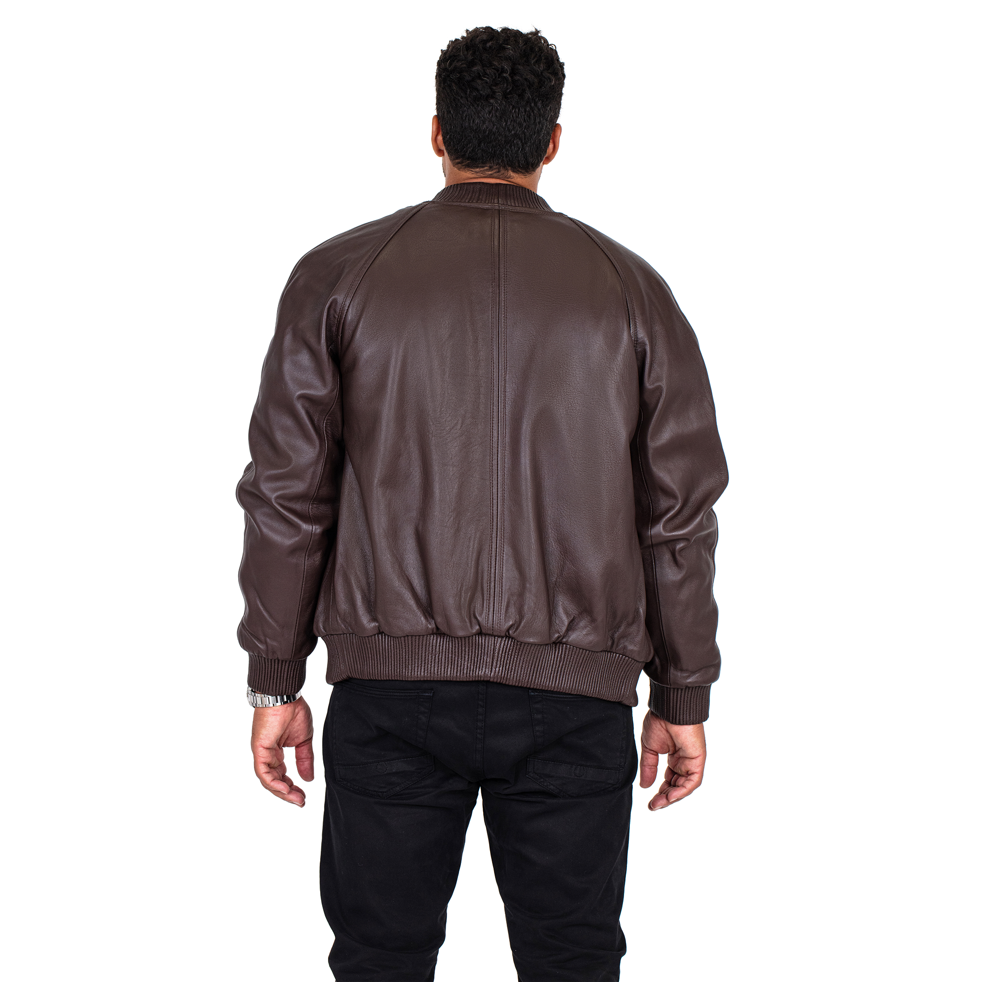 jackwood Genuine Lambskin Leather Baseball Varsity Jacket 1051 Brown