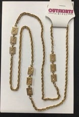goldtone long necklace with squares