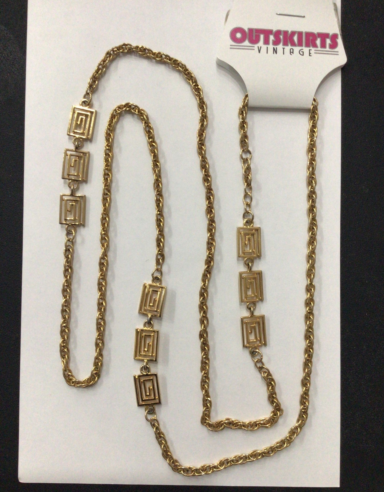 goldtone long necklace with squares