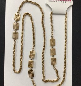 goldtone long necklace with squares