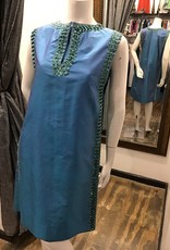 60's blue dress w sequined cape