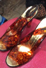 Nanette Imperials 60s/70s amber plastic heels sz 7.5