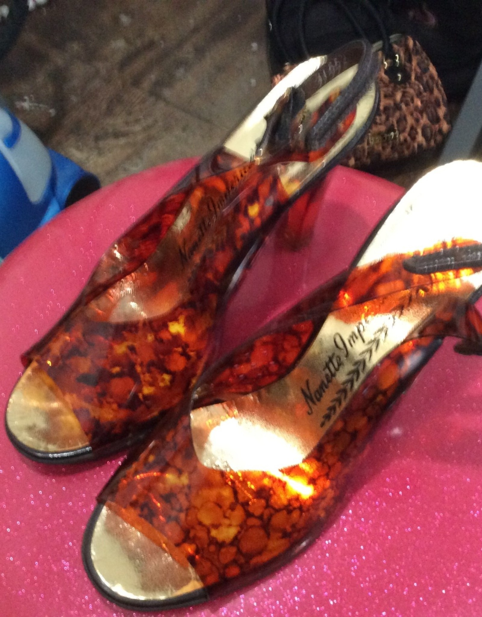 Nanette Imperials 60s/70s amber plastic heels sz 7.5