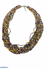Rainbow beaded multistrand necklace