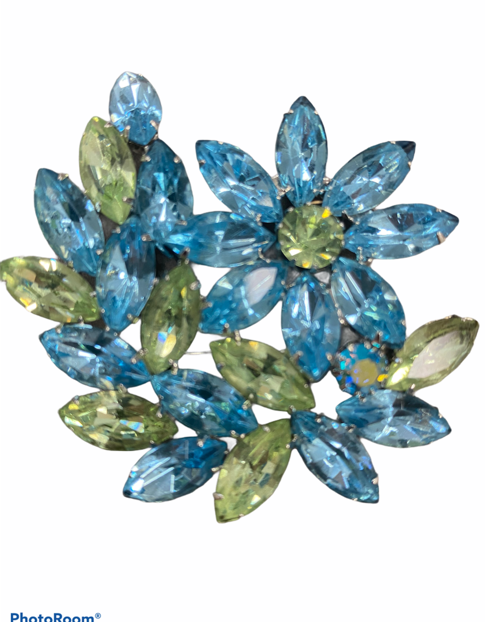 Lisner Lisner style blue-green pin/earrings set