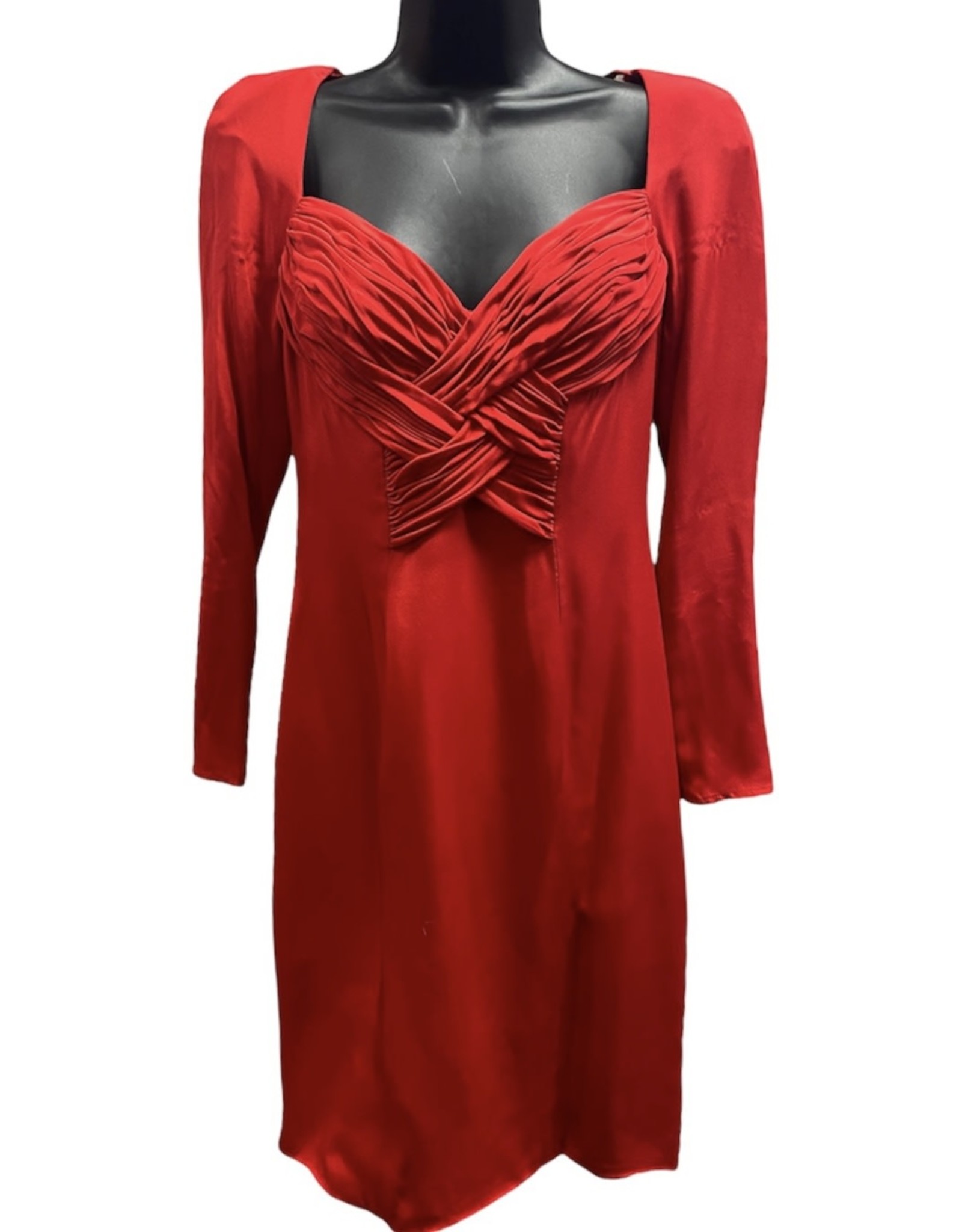 80s red silk dress sz 6
