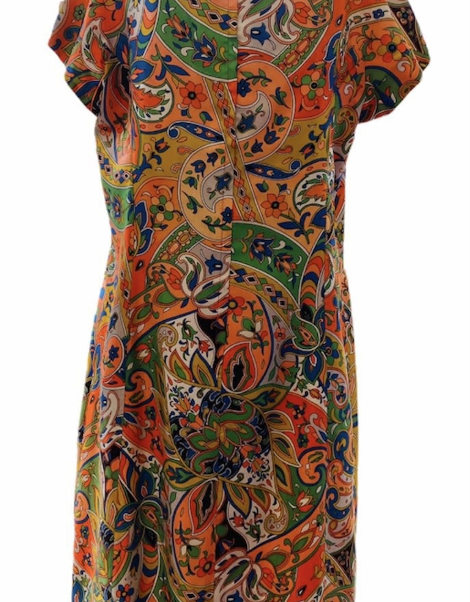 60s Paisley peach and pink dress