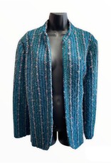 80s Knit jacket teal w/stripes