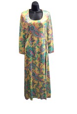 Montaldo's 70s Yellow w/paisley details full length dress