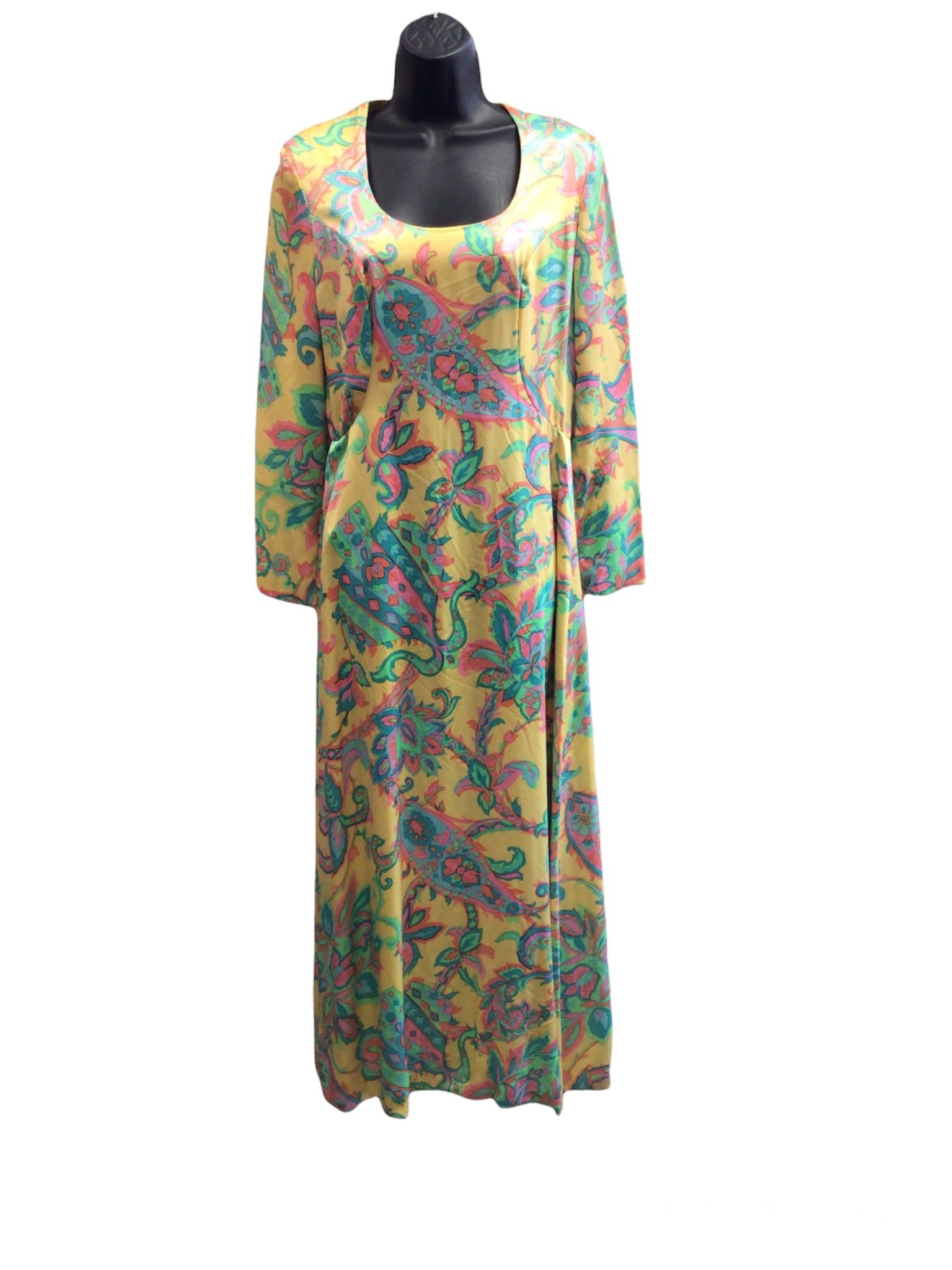 Montaldo's 70s Yellow w/paisley details full length dress - Outskirts ...