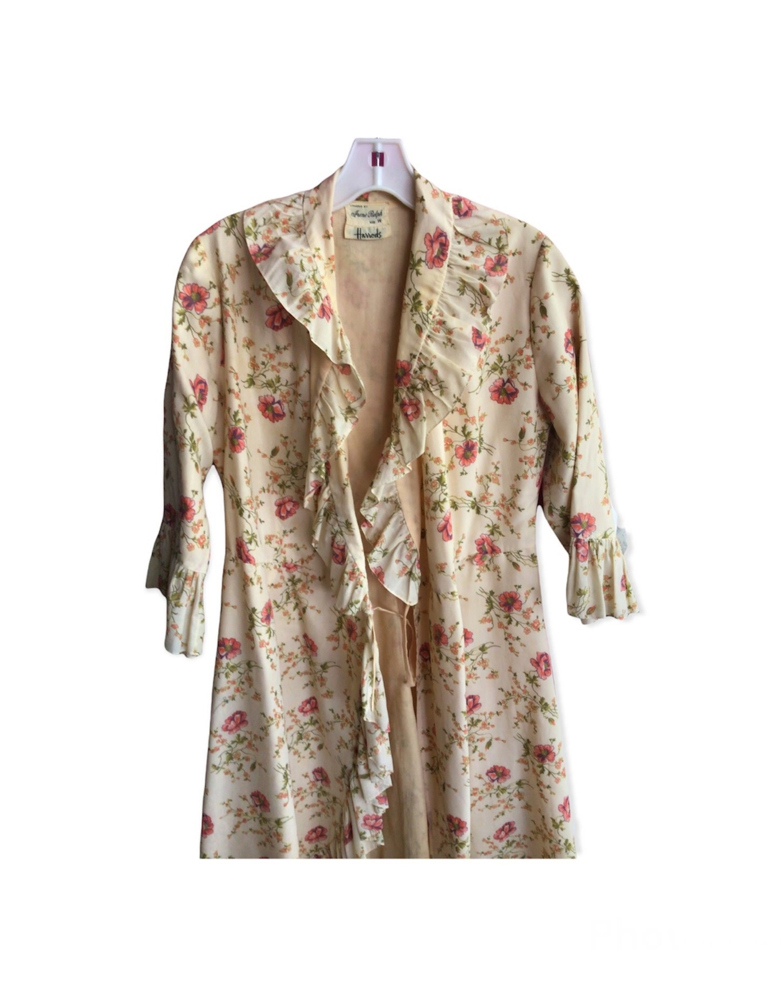 Harrods 60s floral print nightgown w/ drawstring and ruffle detail