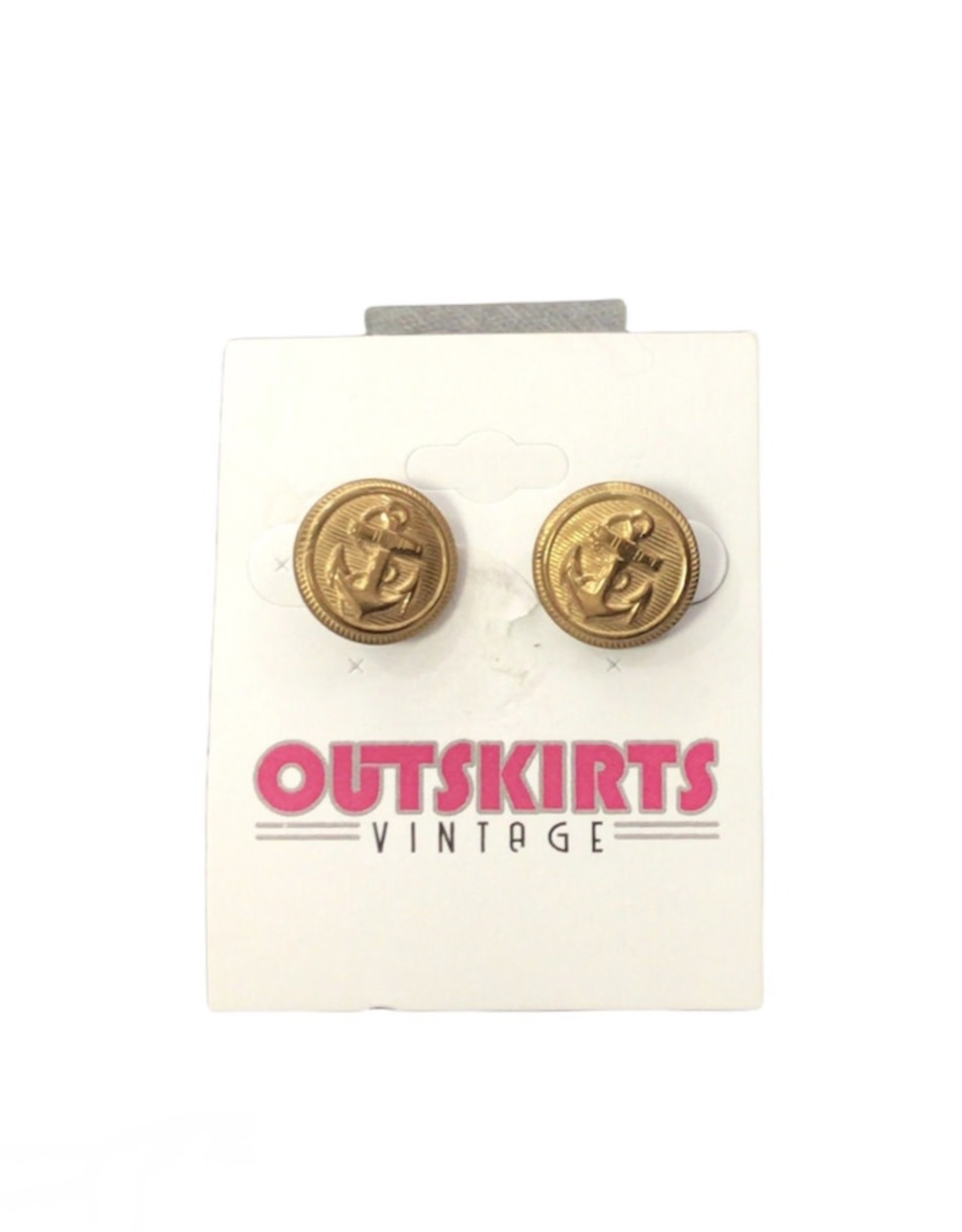 Nautical goldtone button earrings