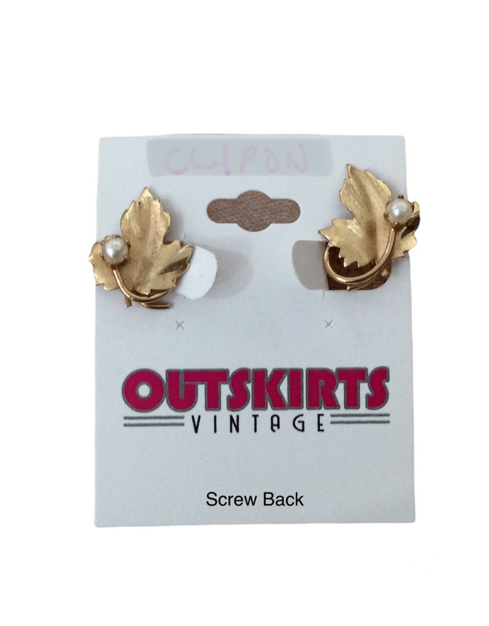 Gold leaf w/small pearl clip earring