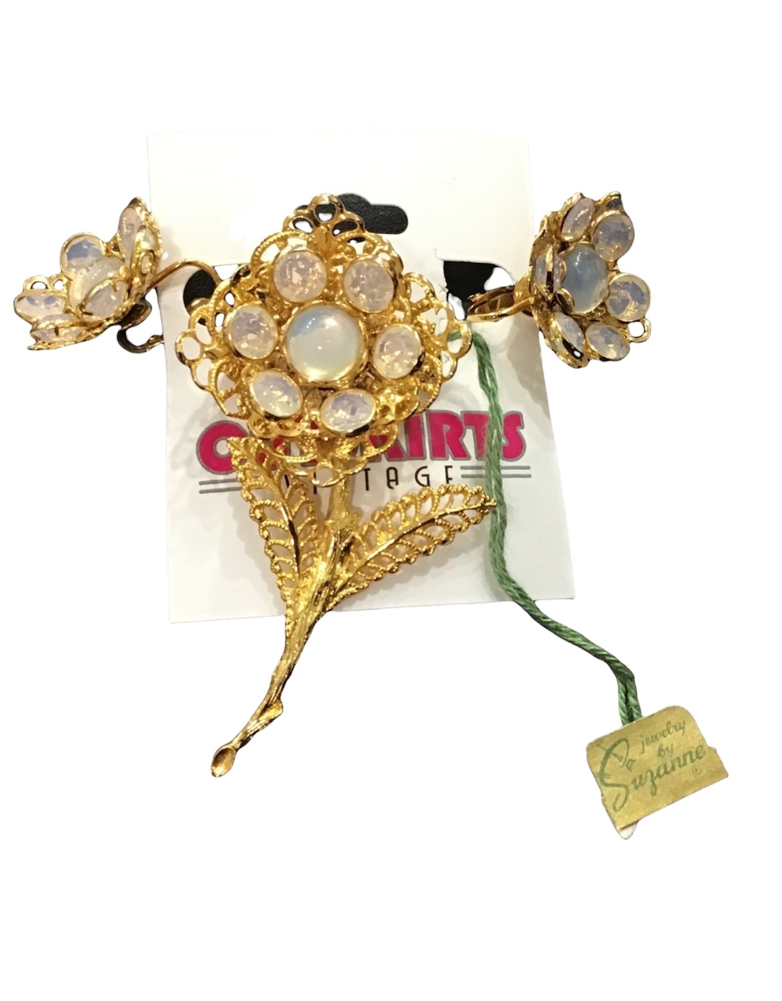 Jewelry by Suzanne opalesque/goldtone brooch & earrings