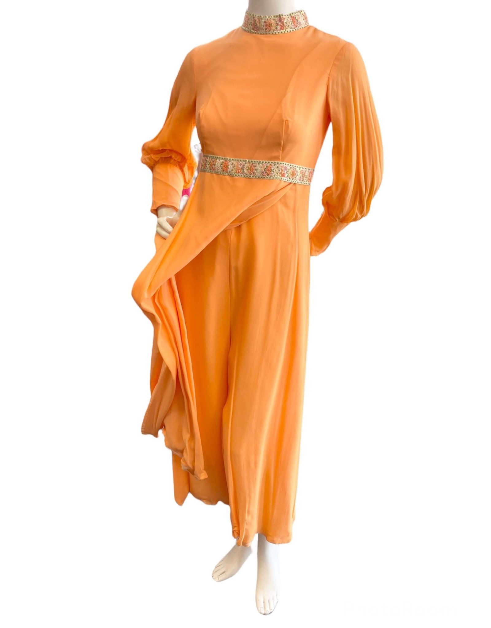 Angelair by Monika 70s orange high waisted “pant” dress