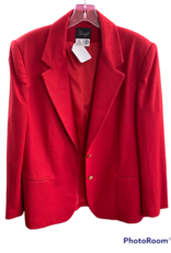 Radcliff 80s Red Wool suit jacket goldtone 2 button front