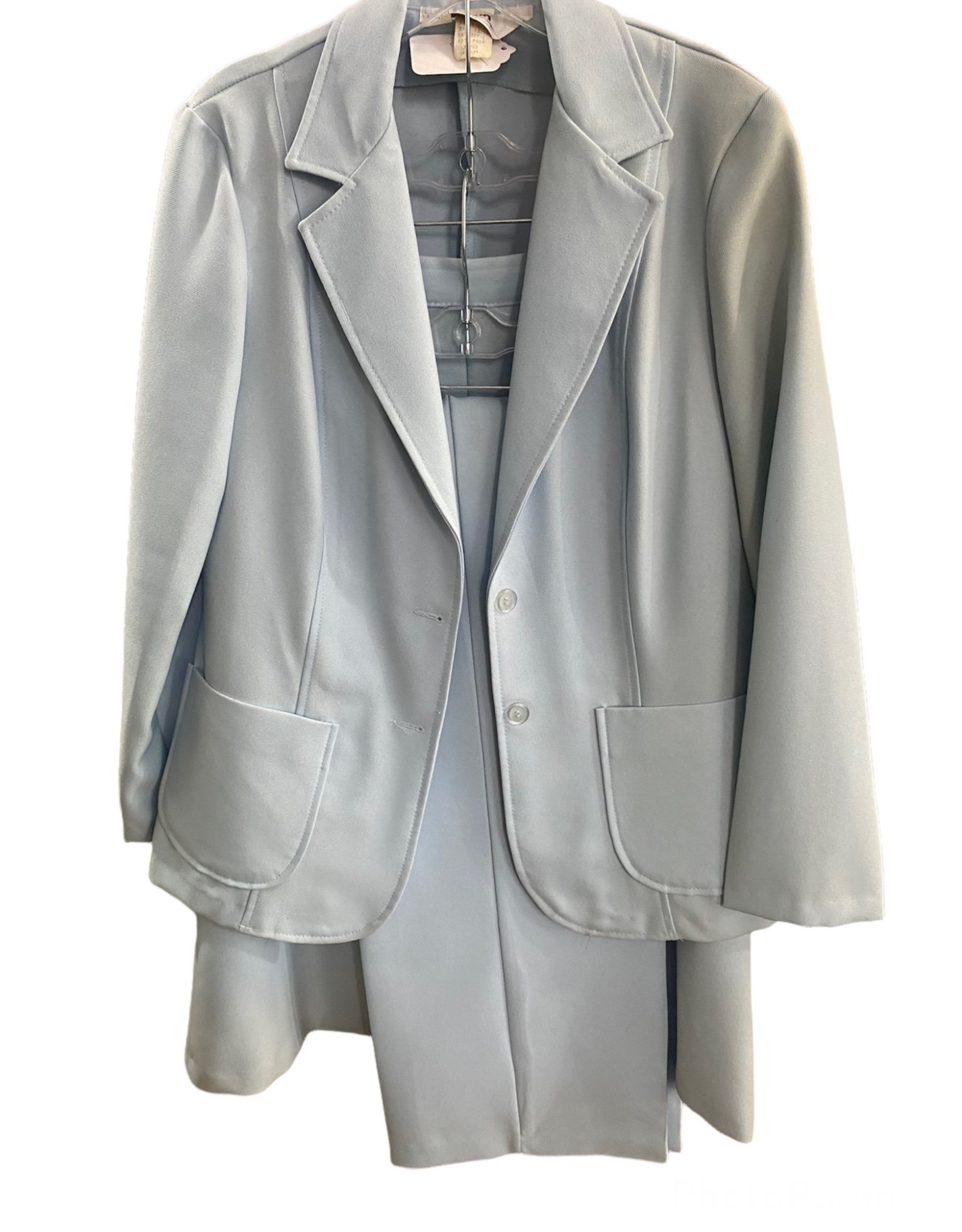 Montgomery Ward 70s Teal Blue 3 Piece pant/Skirt Suit set