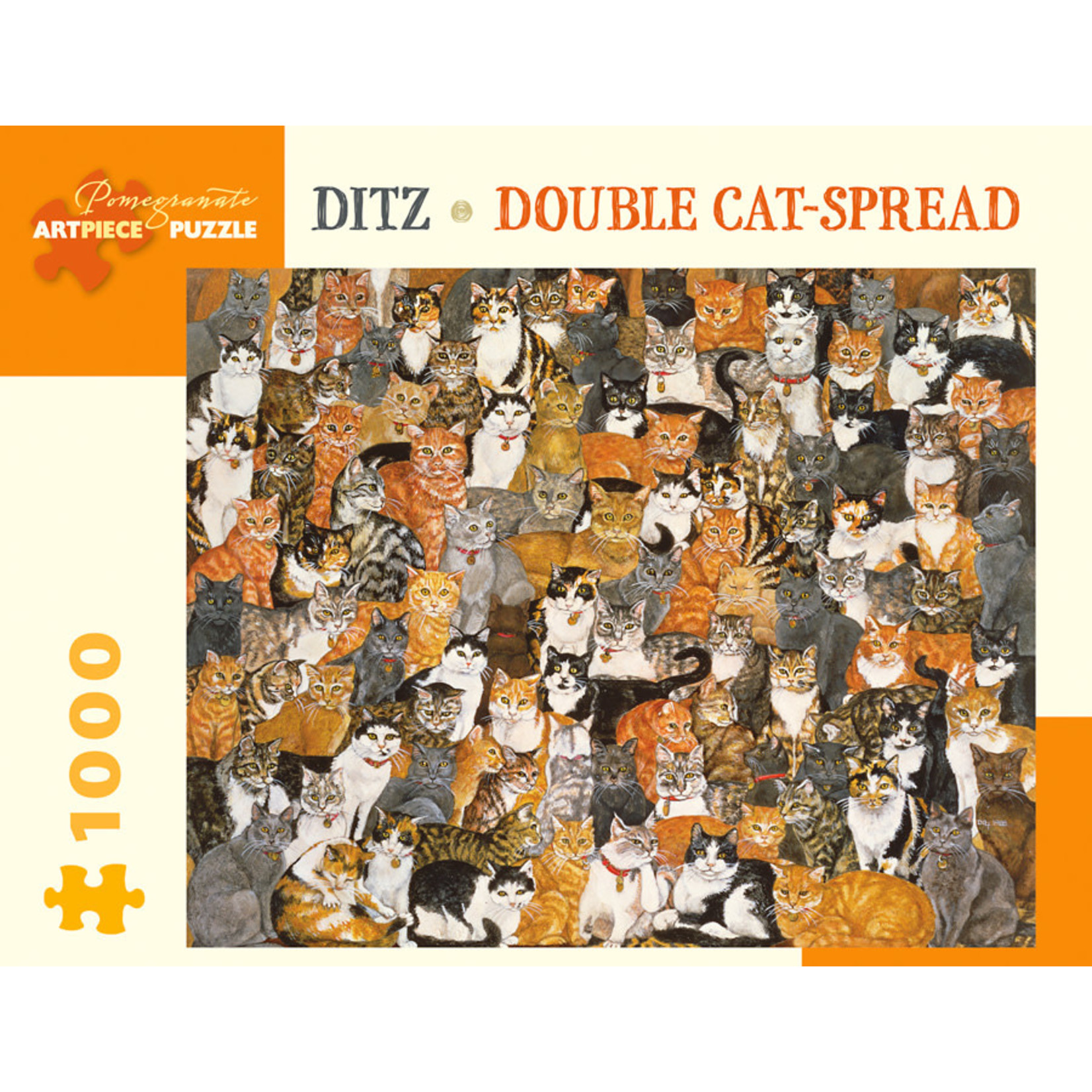 Pomegranate Puzzles Double Cat Spread, Ditz 1000pc