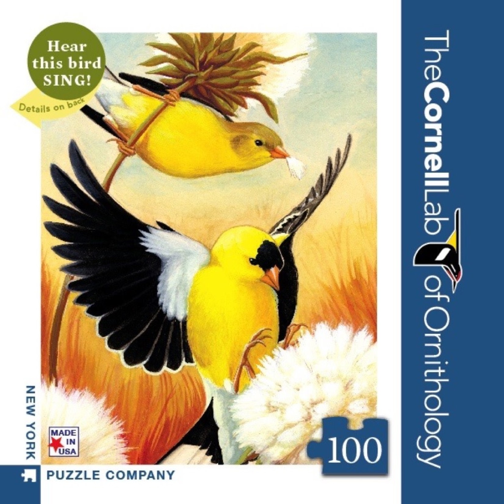 New York Puzzle Co Cornell Lab: American Goldfinch Mini 100pc