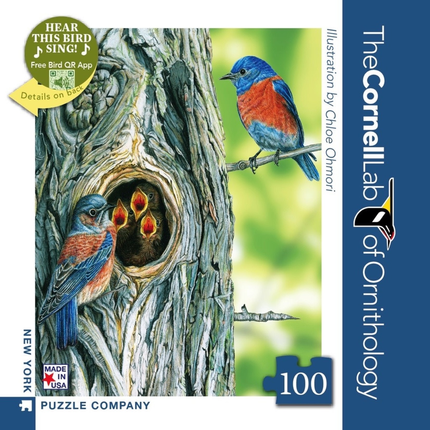 New York Puzzle Co Cornell Lab: Western Bluebird Mini 100pc