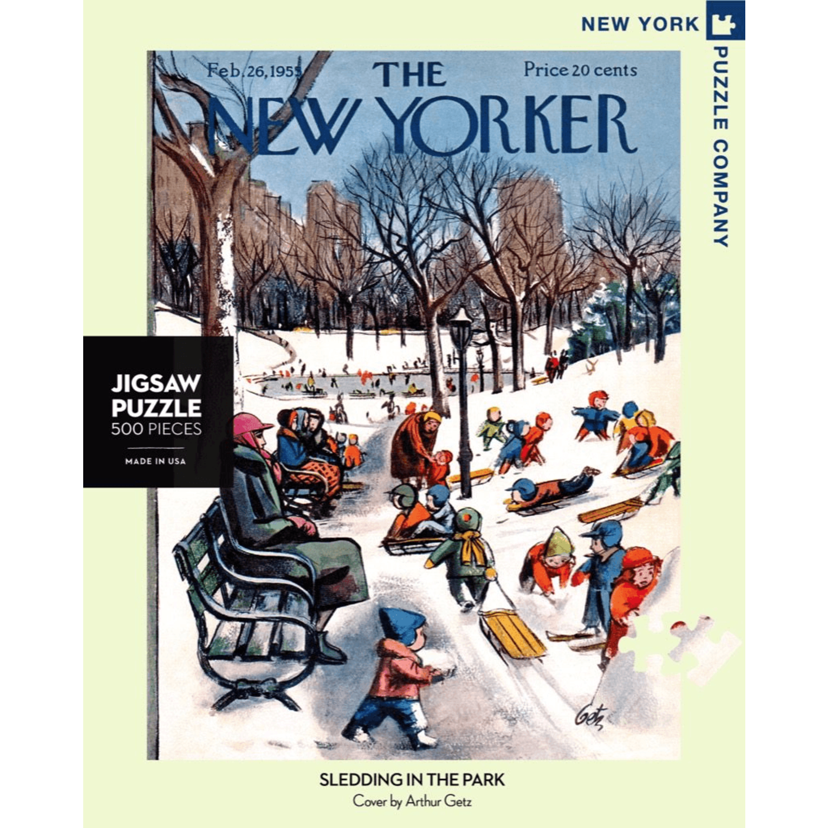 New York Puzzle Co NY: Sledding in the Park 500pc