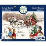 New York Puzzle Co Beatrix Potter: Peter Rabbit and Santa 1000pc