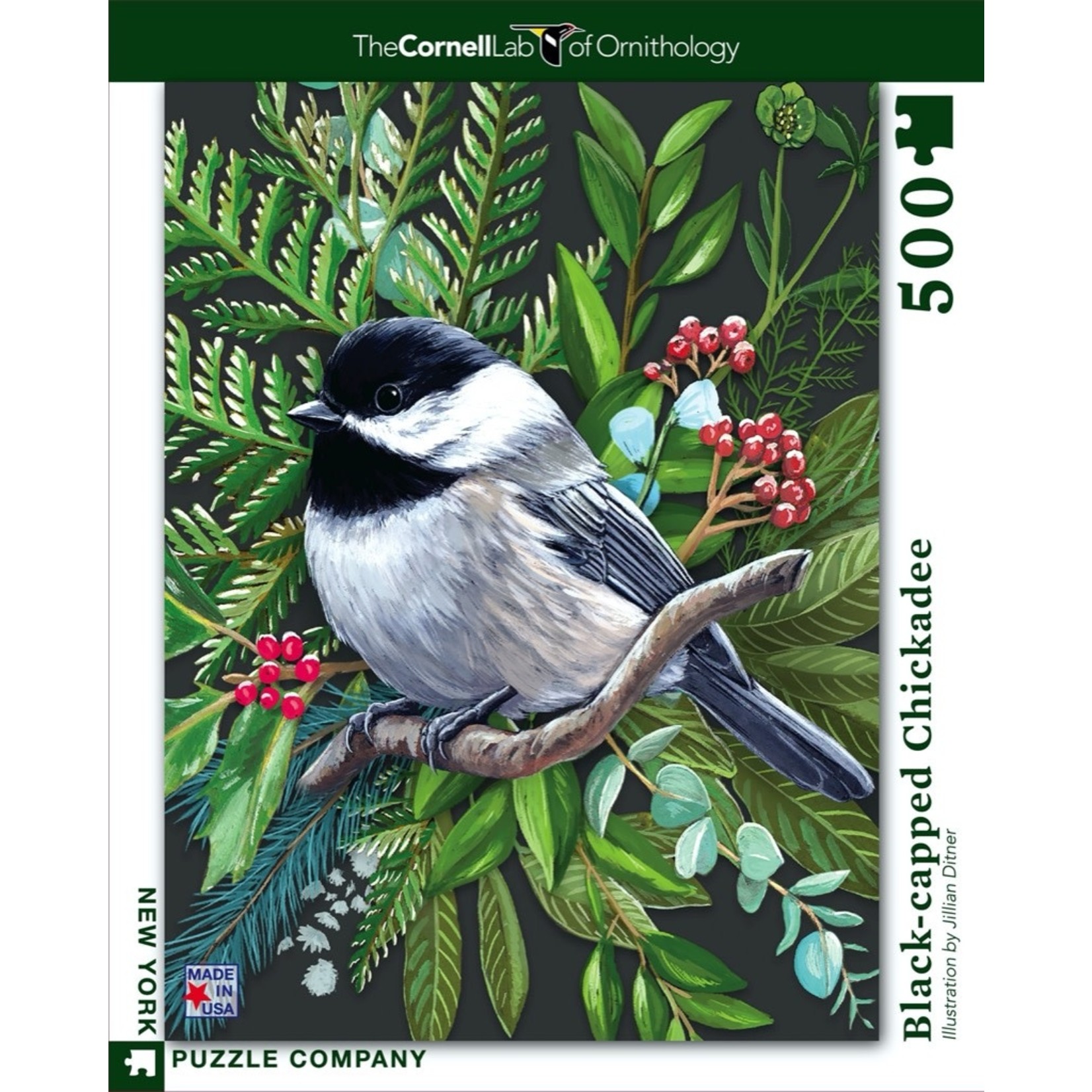 New York Puzzle Co Cornell Lab: Black-Capped Chickadee 500pc
