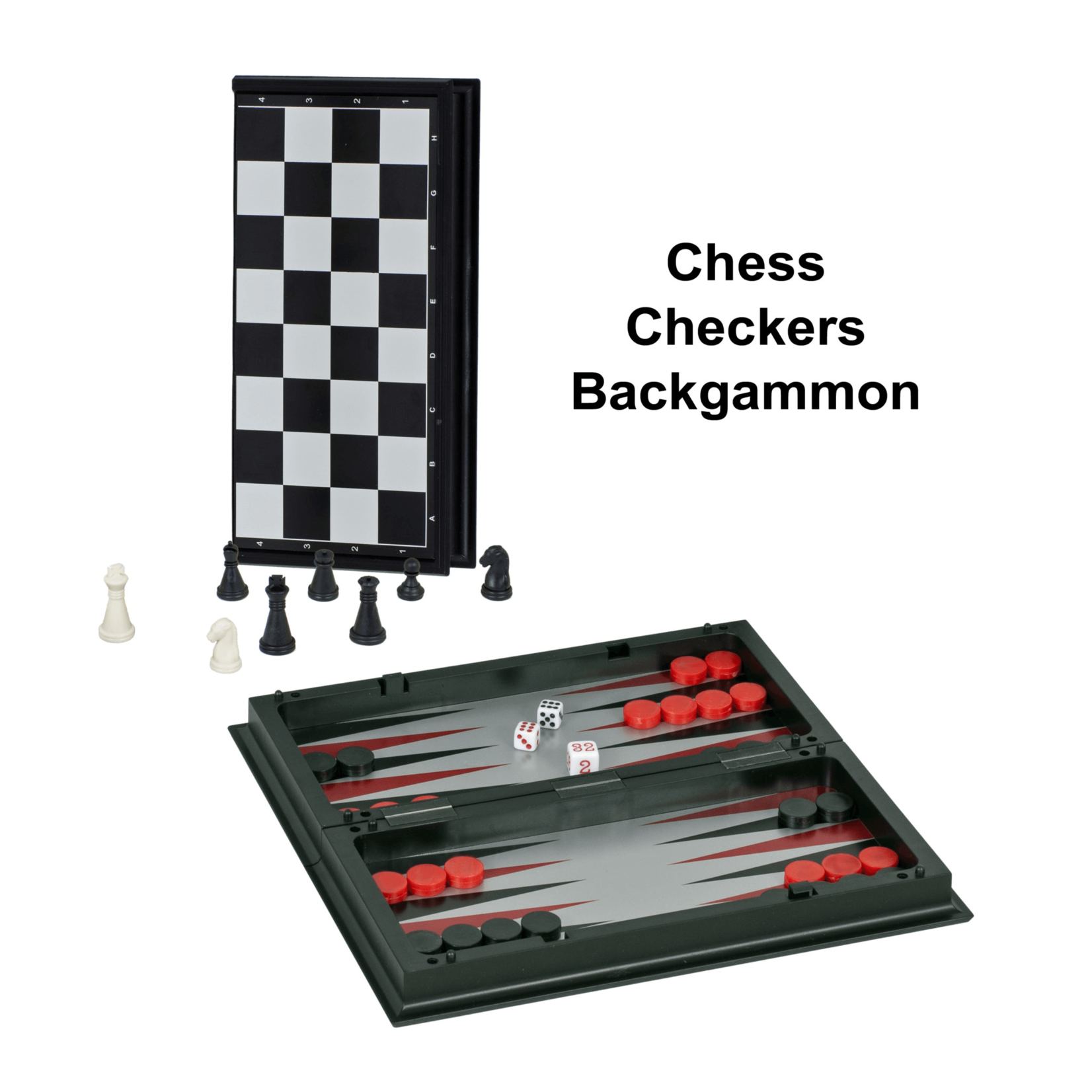 Wood Expressions CHESS SET: 3-in-1 Magnetic Folding  Plastic (8")