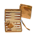 Wood Expressions BACKGAMMON:  Magnetic  - Tan Map Zip Case (9")