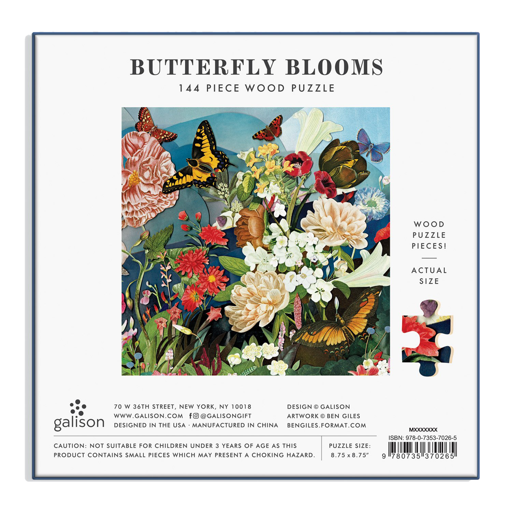 Galison Butterfly Blooms  Wood 144pc