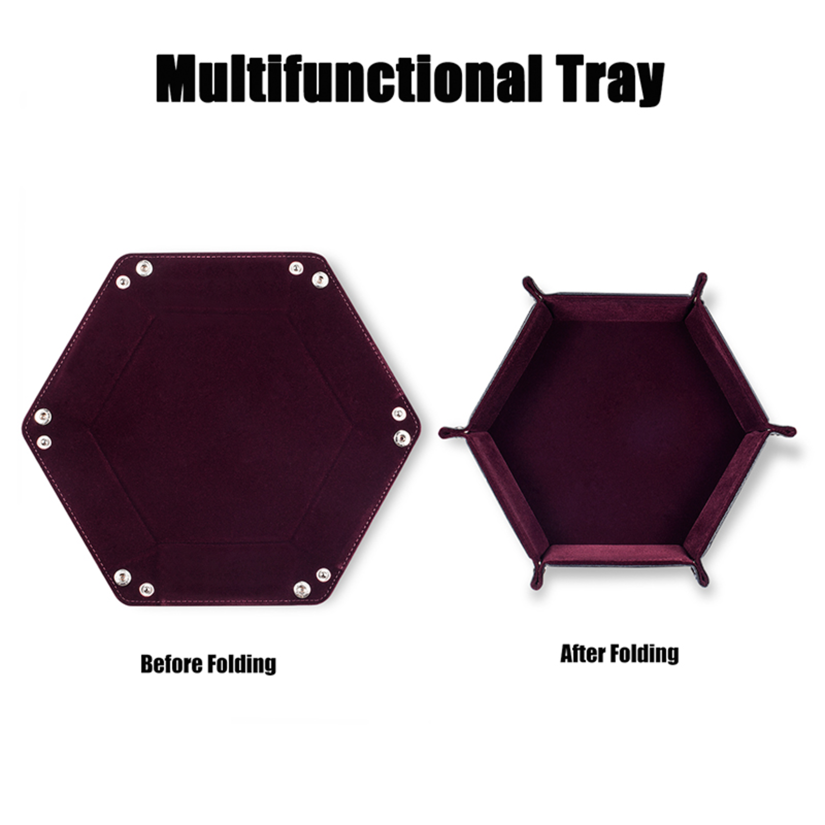 Dice Habit Dice Tray: Folding Snaps Hexagon - Maroon