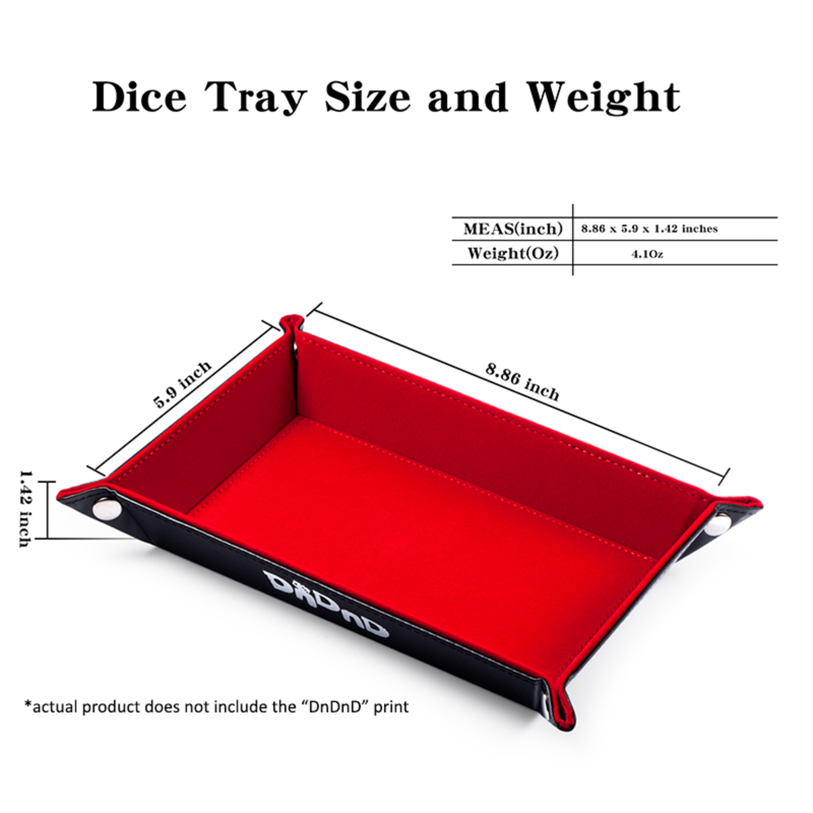 Dice Habit Dice Tray: Folding Snaps Rectangle - Red