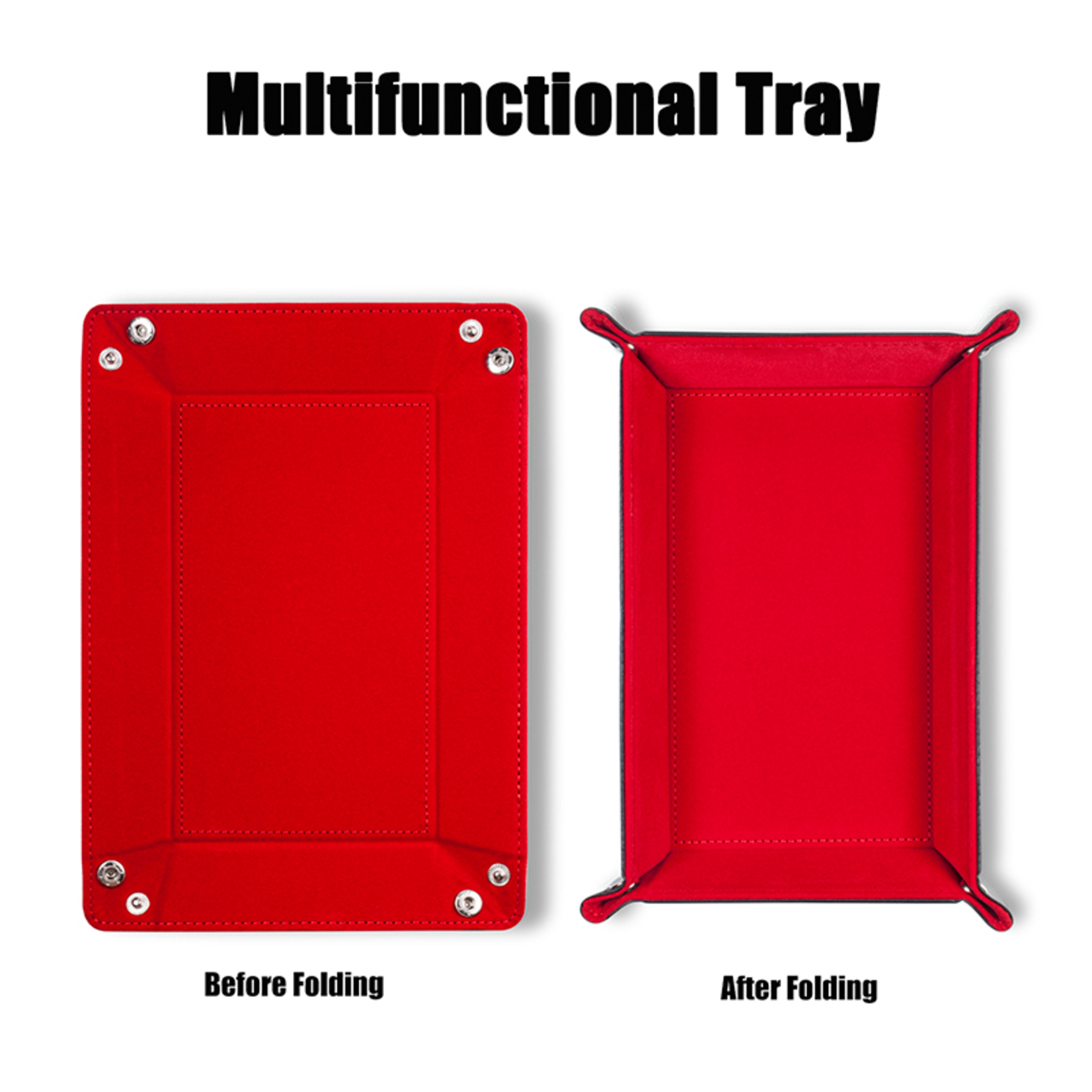 Dice Habit Dice Tray: Folding Snaps Rectangle - Red