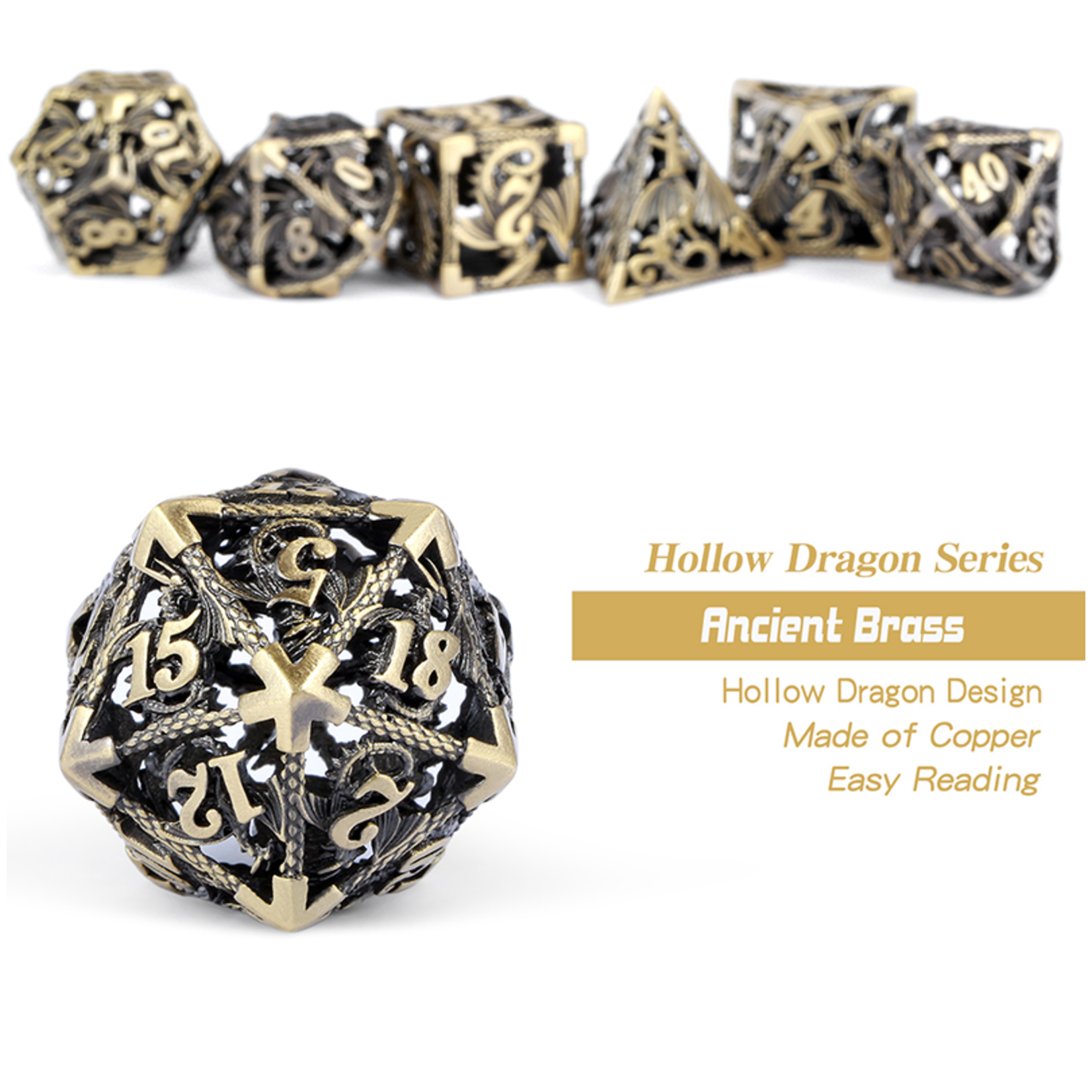 Dice Habit Dice: 7pc Hollow Dragon Bronze